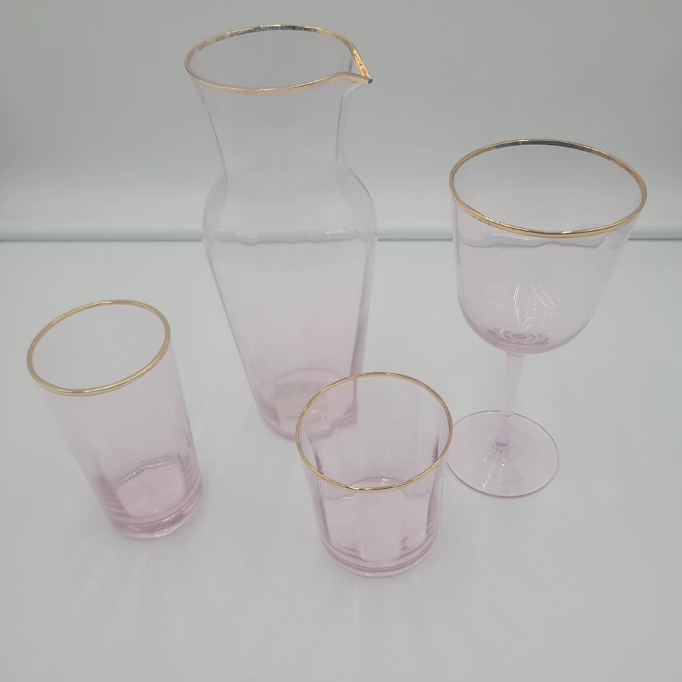 Colección Martha Stewart Rosa Rubor Copas Jarra Vino Highball Antigua Moda Foto 2 de 3