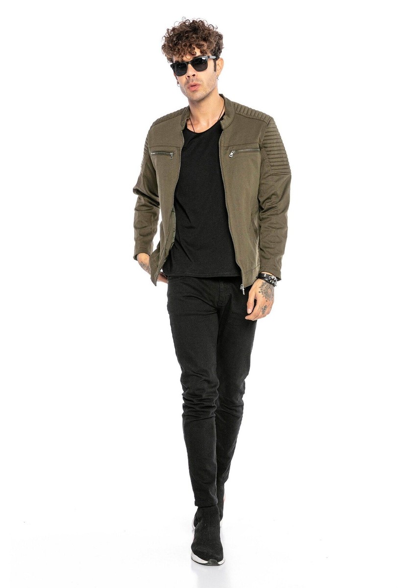 Guess Men's Moto Biker Suede Faux Leather Preston Brown