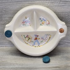 Vintage 9" Three Compartment Baby Food Water Fill Warming Dish Little Boy Blue