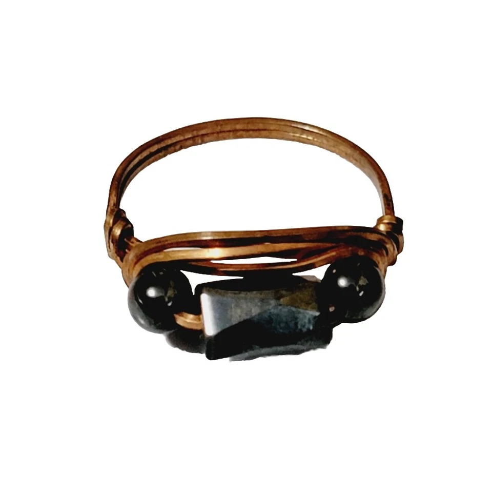 Anillo Modernista Hematita Cobre Talla 8 8.25, Negro Edgy Joyería r- Foto 2 de 4