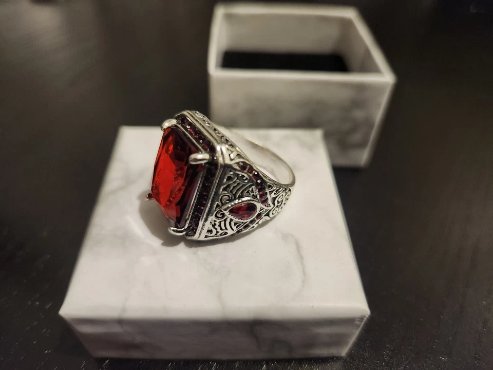 Cristal rojo corte cuadrado diseño vintage para hombre de negocios Foto 2 de 4