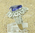 18k Solid White Gold Natural Diamond & AAAA Tanzanite Ring 7.29 ct pear shape — photo 3
