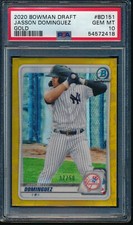 PSA 10 JASSON DOMINGUEZ 2020 Bowman Chrome Draft GOLD REFRACTOR #/50 RC GEM MINT