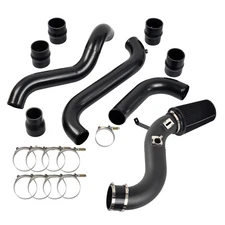 Black Intercooler Pipe & Air Intake Kit For 2013-2016 GMC Chevy 6.6L LML Duramax