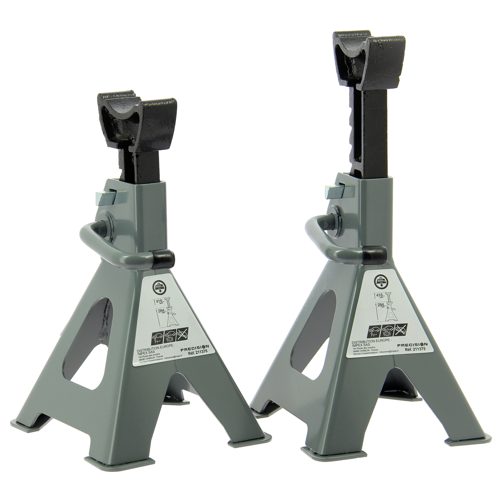 Chandelles de levage 3T PRECISION-STEEL à crémaillère pour auto