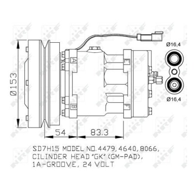 1x Kompressor, Klimaanlage NRF 32879 passend für CATERPILLAR
