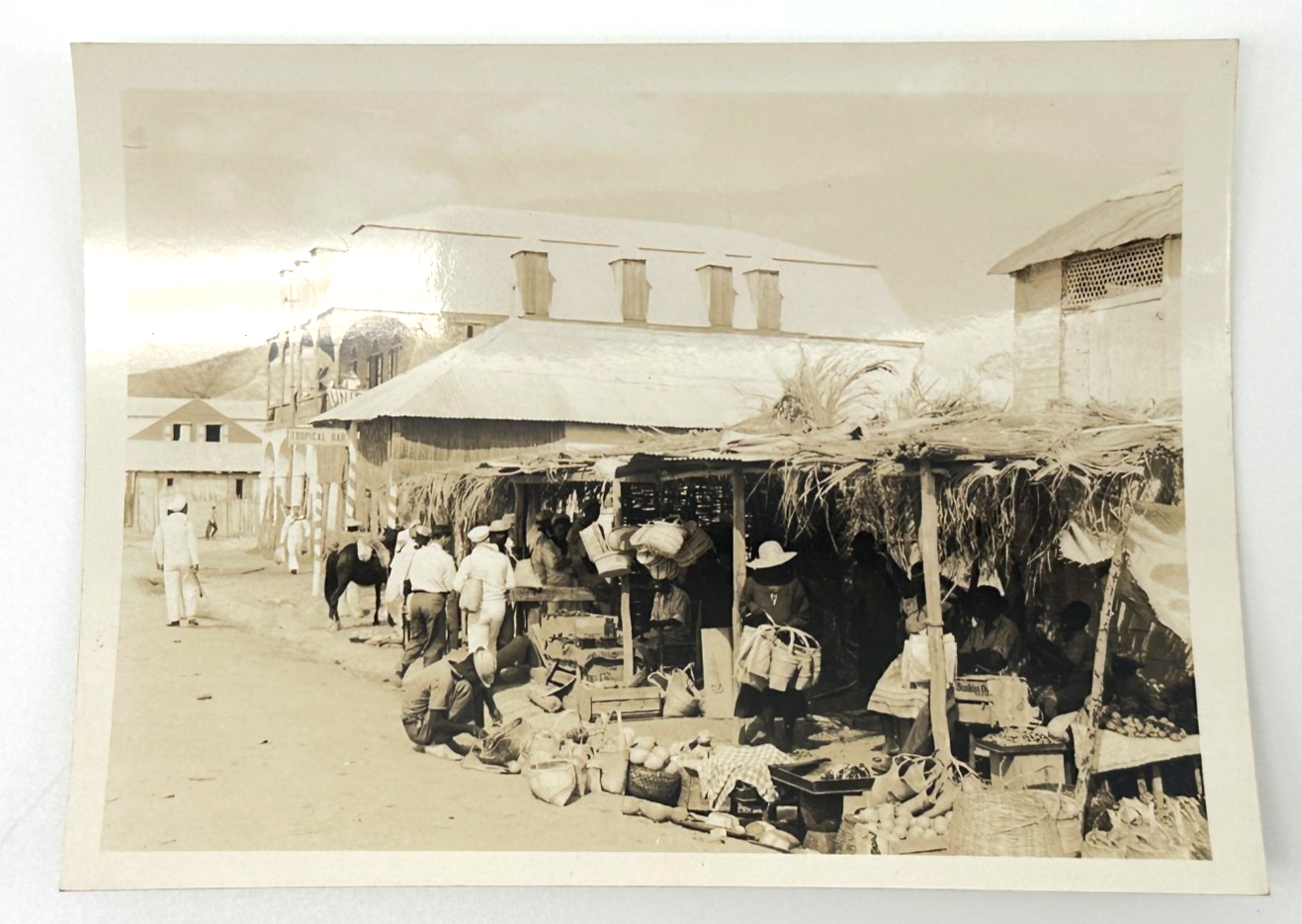 1939 Haiti Real Photo – Gonaives Marketplace Street Scene | Vibrant Caribbean