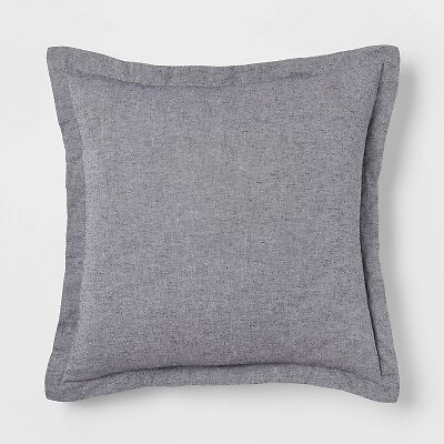 Euro Cotton Linen Blend Chambray Decorative Throw Pillow Navy - Threshold