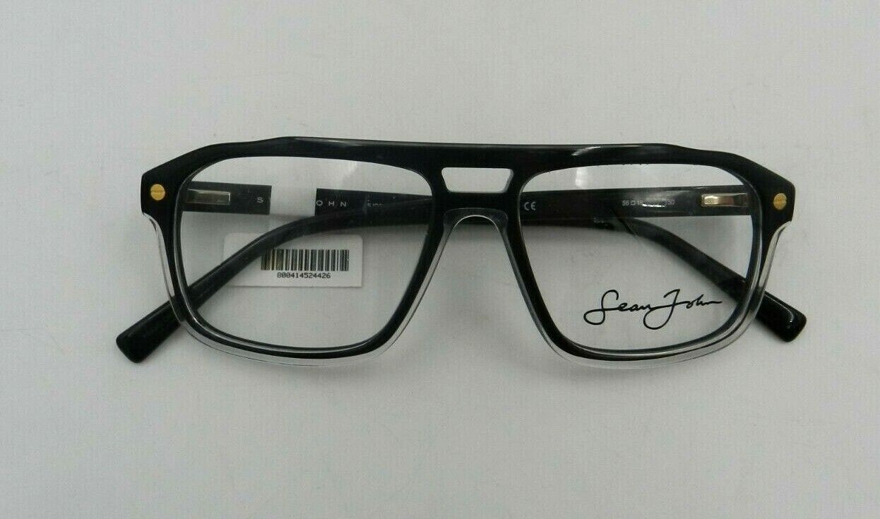 Sean John SJO5135 001 Black Crystal Rx-Able Eyeglass Frame 56/16/150 NO CASE NEW