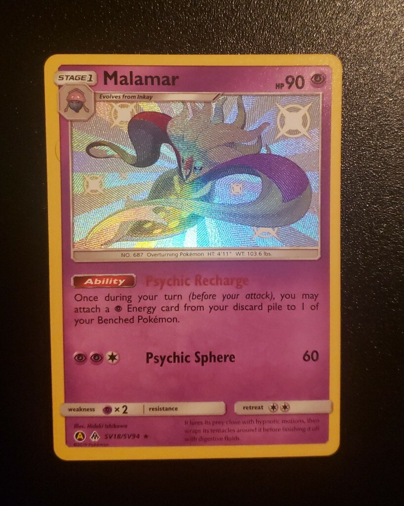 Malamar Hidden Fates SV18/SV94 Holo Rare Pokemon Clean Card SM
