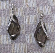 NEW DAVID YURMAN CABLE WRAP DROP EARRINGS WITH QUARTZ & DIAMONDS (retail $1500)
