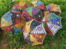 Decorative Indian Umbrella Hand Embroidered Vintage Sun Shade Parasol 20 Pc Lot