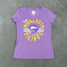 Minnesota Vikings Shirt NFL Team Apparel Women Deep V Neck Short Sleeve Small