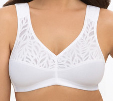 Glamorise SOFT SHOULDERS Bra 38F 38G X-WIDE-STRAPS  COMFORT Stretch White NEW