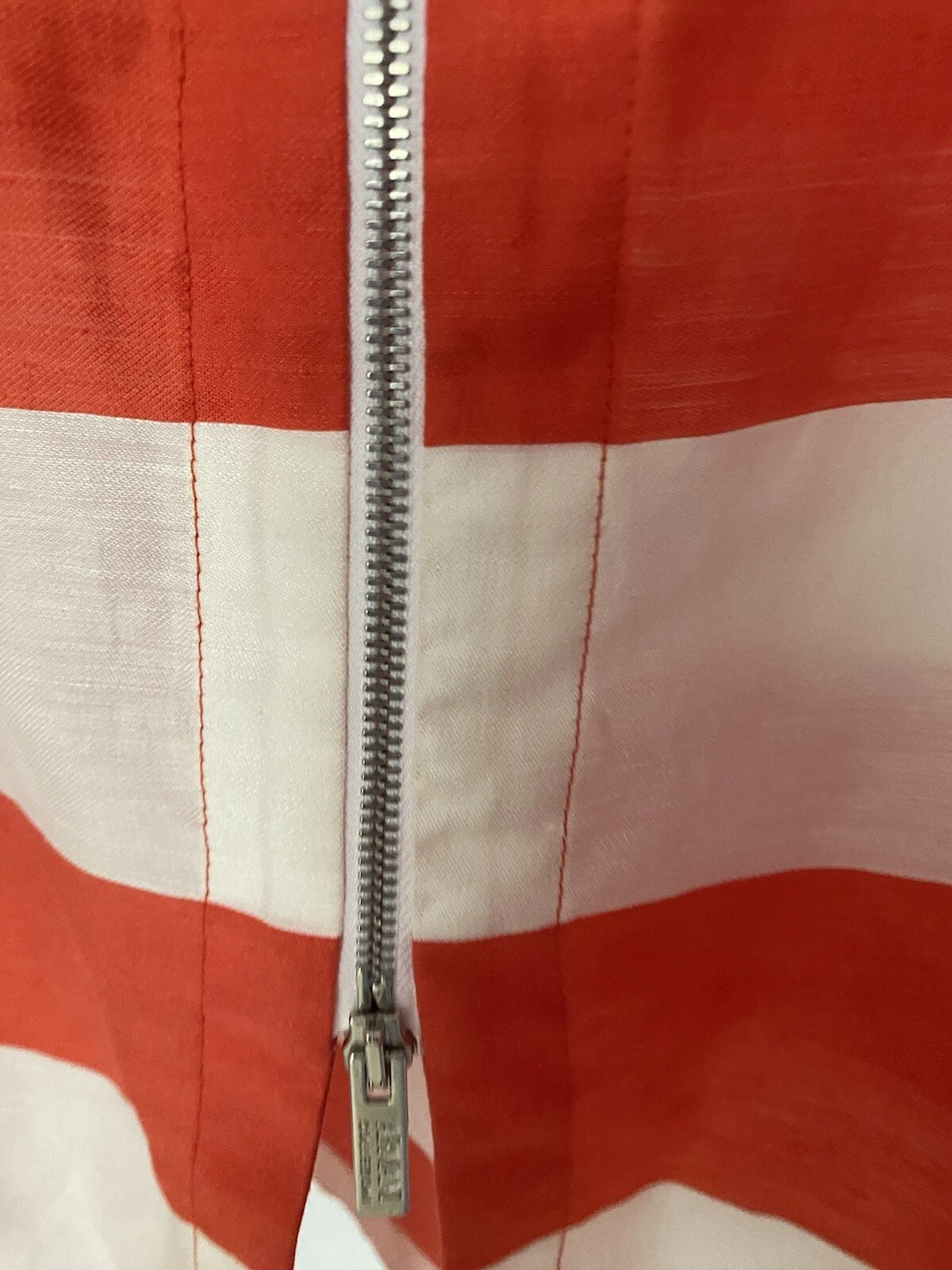 OFF WHITE Abito da donna Armani Collezione lino a righe taglia 14 arancione e bianco con cerniera