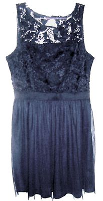 Lauren Conrad Midnight Blue Dress "Snow Globe" Lace Bodice Dress NWT$60 Sz  M | eBay
