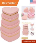 Charm Gold Lid Heart-Shaped Pink Boxes: Eco-Friendly, Set of 4 Floral Gift Boxes