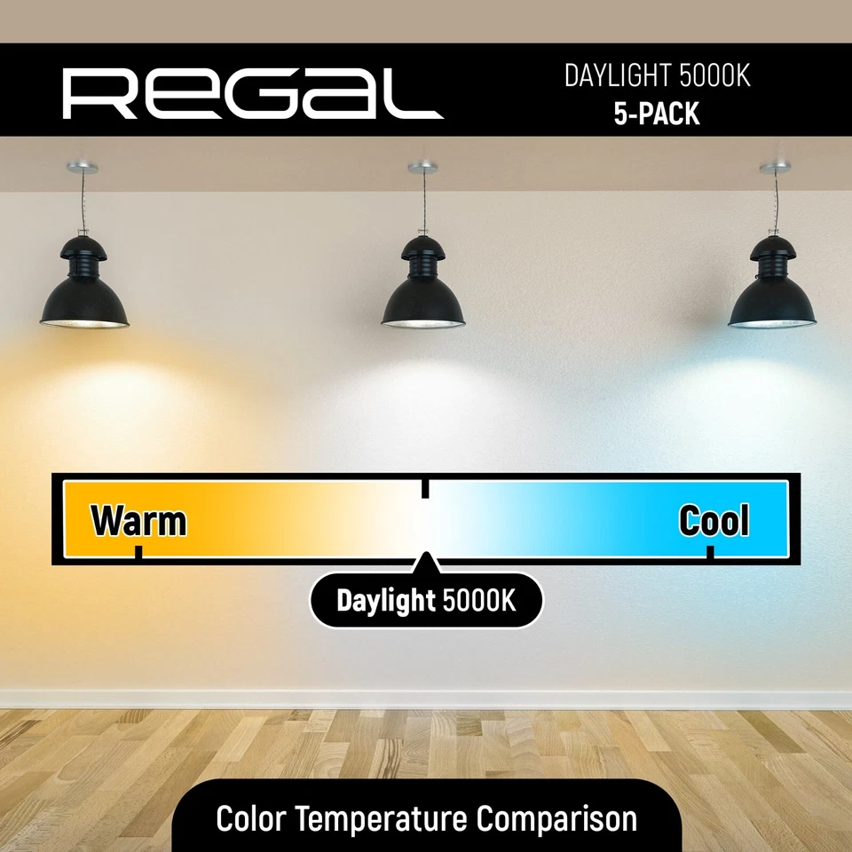 5 Pack Regal LED A19, E26 Light Bulbs Daylight 9W (60W Equivalent) 800 Lumens - Image 4 of 4