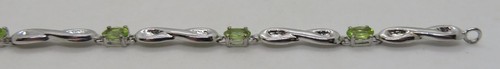Sterling silver & peridot vintage Art Deco antique eternity bracelet - Picture 8 of 17