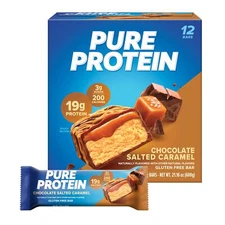 12 Count Pure Protein Chocolate Salted Caramel Bars High Protein Snack Food
