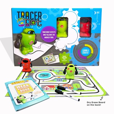 TracerBot Set (2 Robots Set)   STEM Mini Inductive Robots Follow the Black Line 