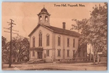 Pepperell Massachusetts Postcard Town Hall Exterior View Building c1910 Vintage