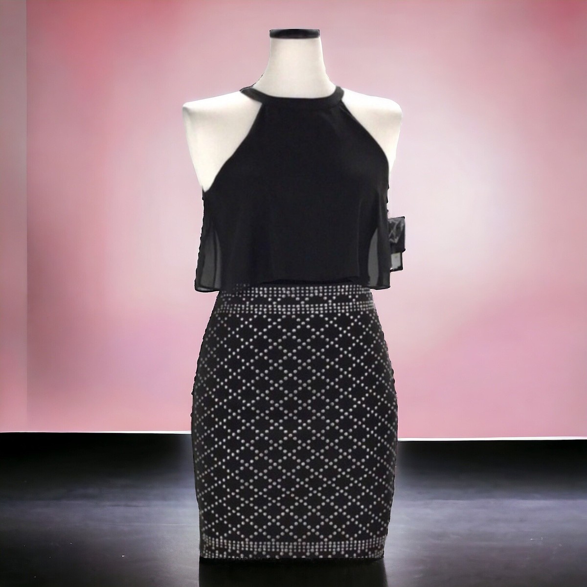 NWT Guess Los Angeles Black Studded Party Evening Cocktail Wedding Dress  Women S | eBay