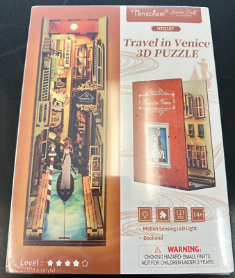 3D Puzzle Fairytale Book Nook Kit Travel In Venice Italy LED Light (HTQ107)