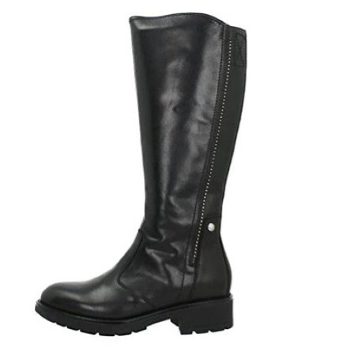 Tronchetti Nero Giardini Donna In Nabuk - Tacco 7cm, Colore Avio, Con Lampo Laterale - Foto 3