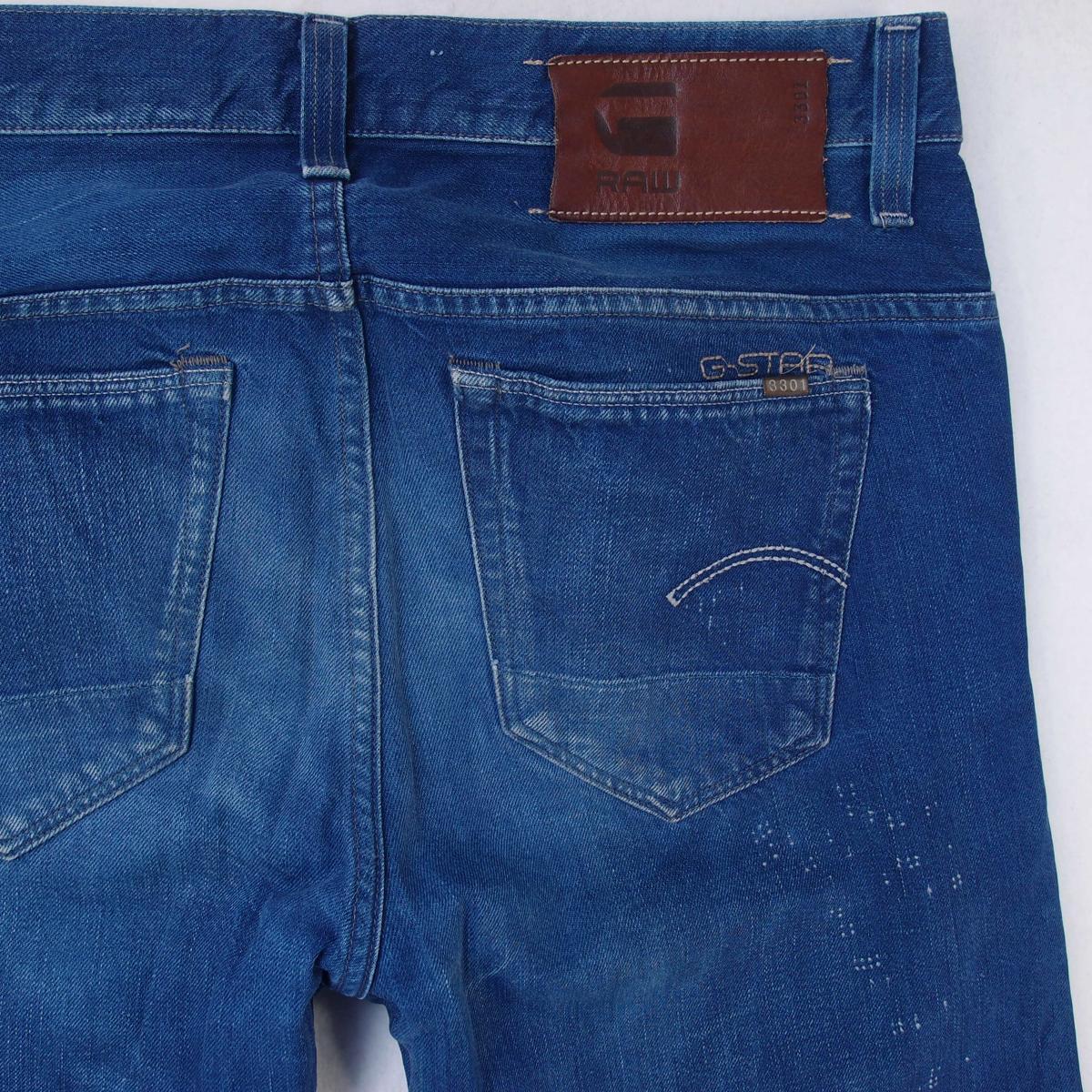 Mens GStar 3301 SLIM Slim Straight Blue Jeans W33 L34 eBay