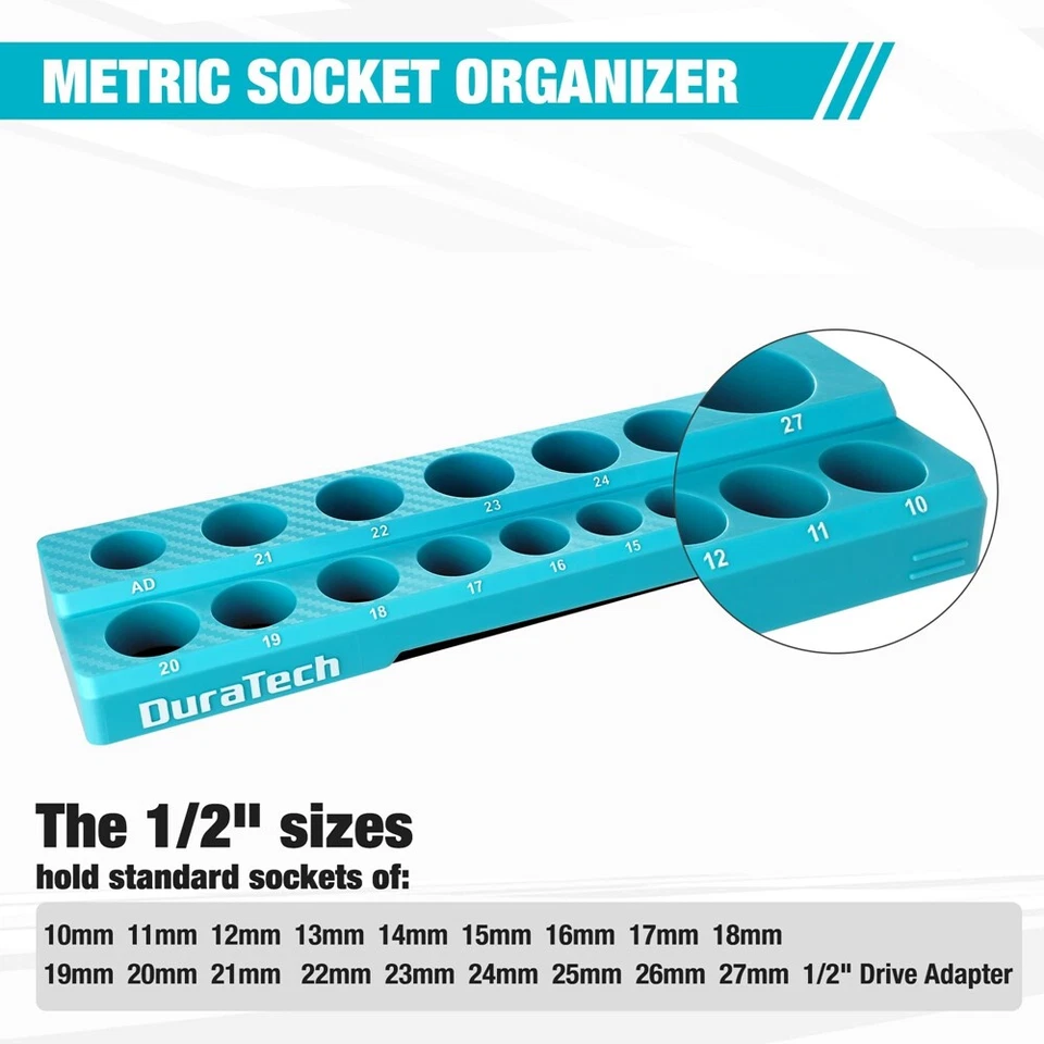 DURATECH Magnetic Socket Organizer 1/2" Drive Metric Socket Holders Socket Trays - Image 2 of 4