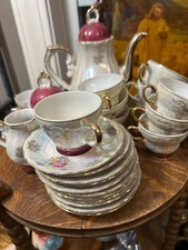 Vintage Mid-Century Japanese Lusterware Porcelain Childs Tea set For 11 Floral