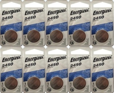 10 Pcs Energizer CR2450 ECR2450 CR 2450 3V Lithium Coin Cell Button Battery
