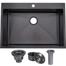 VAPSINT 33x22 Black Drop in Kitchen Sink, 33 Inch