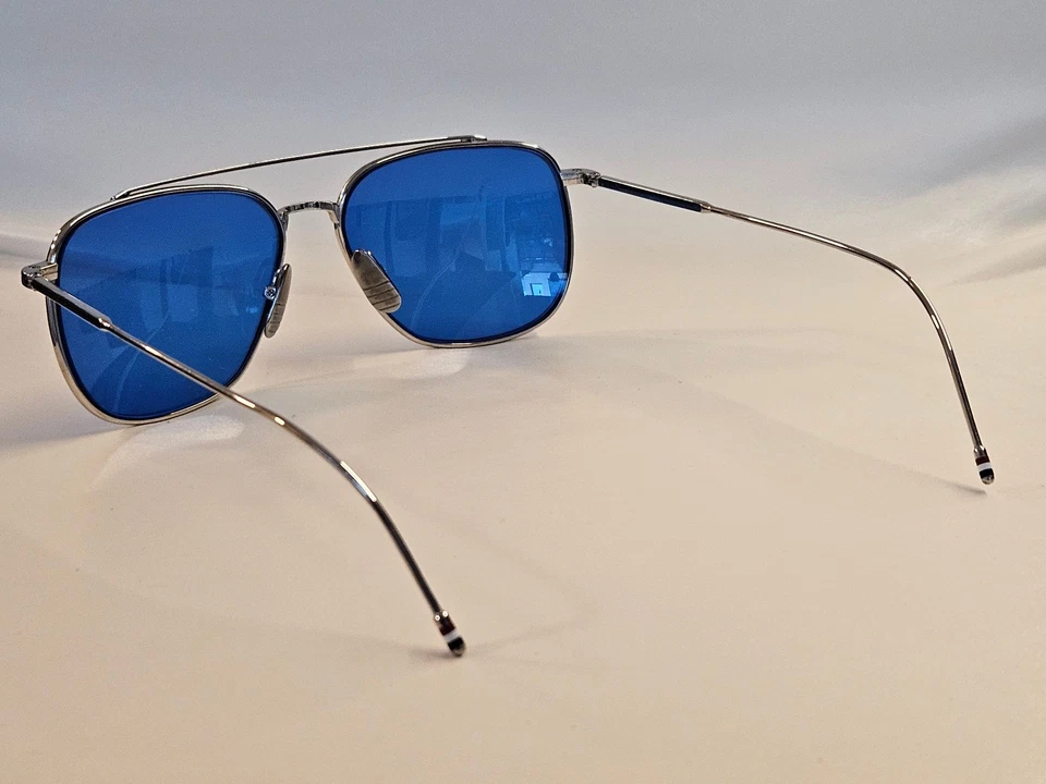 Thom Browne TB-100-A-T-SLV-58 Sunglasses Silver Frame Blue Lens 58mm Eyewear - Image 4 of 4