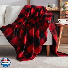 Touchat Fleece Throw Blankets, Buffalo Plaid Throw Blanket for Couch Sofa Bed
