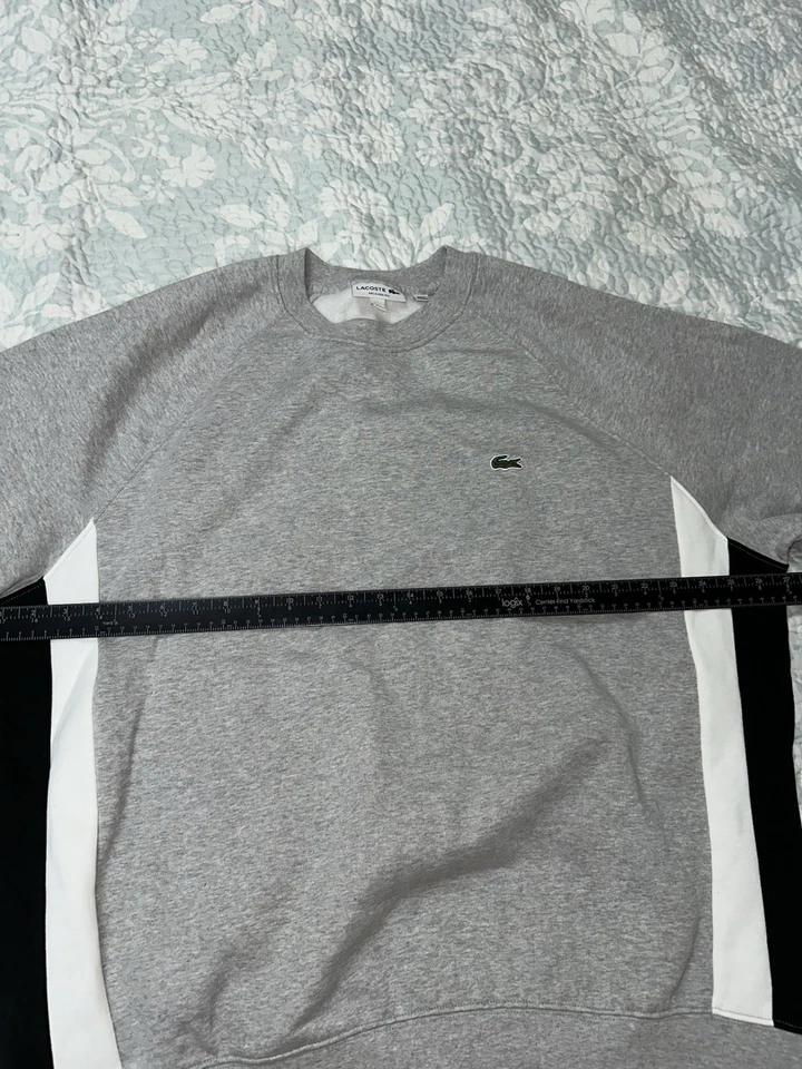 Sudadera para hombre Lacoste polar cepillado bloques de color gris blanco negro talla XXL Foto 3 de 4