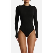 Naked Wardrobe NEW NW Mock Neck Long Sleeve Bodysuit Size XLarge Color Black