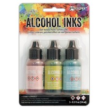 Ranger Tim Holtz Alcohol Ink .5oz 3/Pkg-Countryside-Shell Pnk/Willow/Cloudy Blue