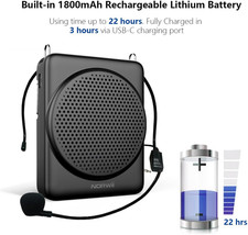 Mini Voice Amplifier Microphone Headset, 3 Hours Quick Charging and up to 22H...