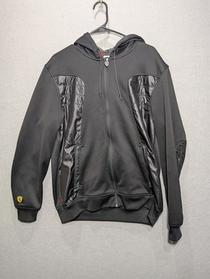 Puma Sweater Men Large Jacket Black Full Zip Ferrari Patch Sweatshirt RN 62200