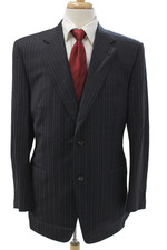Canali Mens Dark Blue 2 Piece Suit Jacket Rayon Cupro Bemberg Size 52