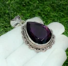 Purple Amethyst Gemstone Handmade 925 Sterling Silver Jewelry  Pear Cut Pendant
