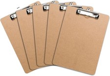 Letter Size Clipboards with Low Profile Clip Set of 5 - Wood Clipboards Bulk 5