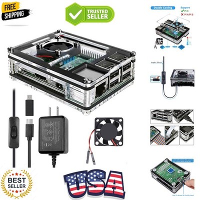 Case for Raspberry Pi 3 with Fan Cooling Pi 3B Case with 3 Pcs Heat-Sinks 5V ...