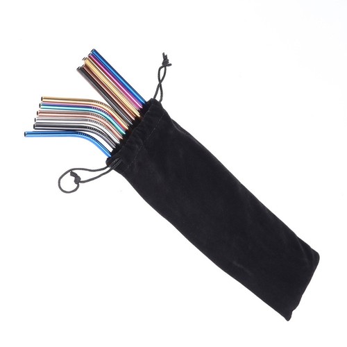Bolsa de franela negra bolsa bolsa de transporte de pajita bolsa de almacenamiento de pajita para beber - Imagen 5 de 11