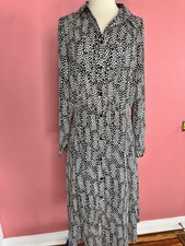 Who What Wear Black White Abstract Print Shirt Dress Long Sleeve Button Front S