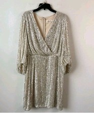 Eliza J Sequins Cocktail Mini Dress Silver 8
