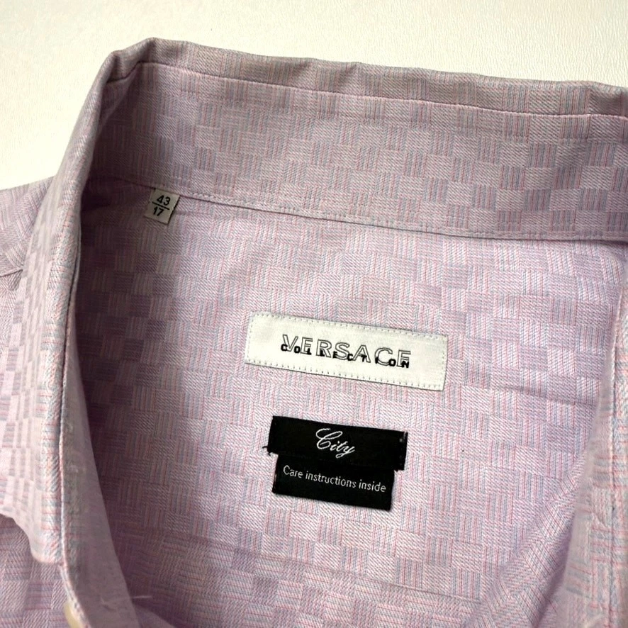 Versace Collezione City Camicia Abito Bottoni Uomo Viola 43 17