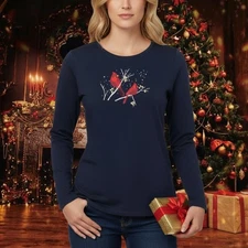 NWT Croft & Barrow The Classic Tee Women's S Navy Blue Cardinal Graphic T Shirt